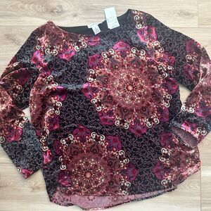 Peck & peck Velvet Tunic Blouse 14 NWT